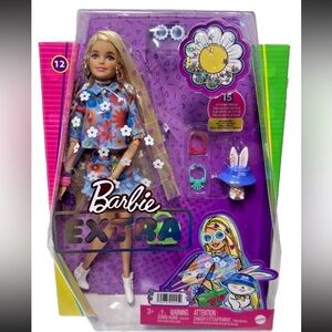 Barbie Doll Fashion Extra #12 Floral 2-Piece Outfit Pet Bunny & 15 Accessories